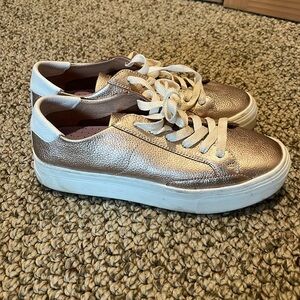 Soludos gold platform sneakers